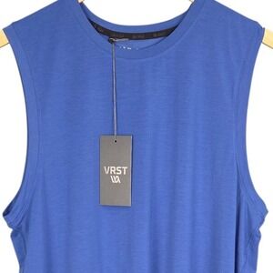 VRST Icon Tank Mens Medium Blue Sleeveless Training Shirt Performance Gym NWT